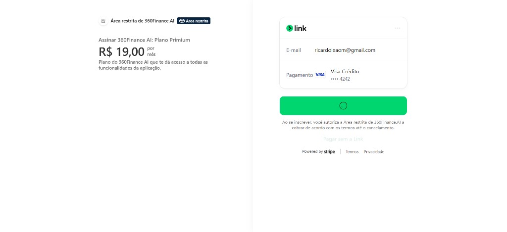 Checkout Stripe do plano Premium a R$ 19 por mês, powered by Stripe